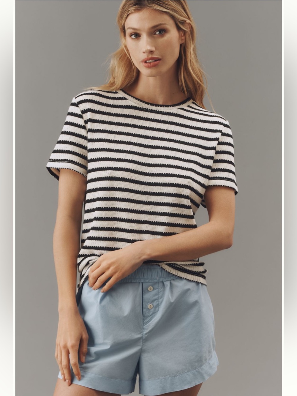 Anthropologie x Sanctuary PERFECT TEXTURED TEE - Black & White Pattern.  Size M - Picture 3 of 7